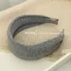 Faixa de Cabeça Fina de Tricô Cinza-Azulado Estilo Francês Retrô com Aba Larga, Faixa de Cabelo de Alta Qualidade para Sair e Ir ao Trabalho, Faixa de Cabeça Elegante