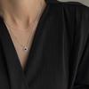 Collar de doble capa de ágata negra en plata esterlina S925 para mujer, ideal para otoño e invierno, con cadena de suéter de nicho con sensación de frío y cuentas redondas con cadena de hueso de serpiente.