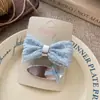 Novo Acessório de Cabelo Azul e Prata Estilo Chanel, Presilha de Cabelo Laço, Sensação Elegante e de Alto Padrão, Presilha de Cabelo Versátil para Meninas, Ornamento de Cabelo Lateral