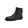 Botas Chelsea Básicas Versáteis de Bico Redondo em Couro de Vaca de Primeira Camada 2025 Inverno Salto Baixo Grosso Simples Couro Genuíno Commuter Botas Curtas para Mulheres
