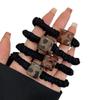 Laço de Cabelo Quadrado com Estampa de Leopardo Retrô de Temperamento Corda de Cabelo Grande de Intestino Preto Elástico de Rabo de Cavalo Moderno com Contas Novo Estilo