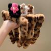 Pelúcia de Gato Fofo Aro de Cabelo Estampa de Leopardo Aro de Cabelo com Pressão no Topo da Cabeça Feminino Doce para Lavar o Rosto Prendedor de Cabelo Antiderrapante Grampo de Cabelo Adereço de Cabeça
