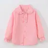 Camisa directa de fábrica, nuevo modelo 2026 para niñas, cuello de encaje, estilo de botones, puños elásticos, estilo dulce y de moda