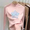 Blusa térmica infantil com forro de fleece, nova coleção outono/inverno 2026, estilo coreano, gola alta da moda, camiseta de manga comprida com forro de fleece