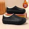 Pantuflas de Algodón con Talón para Hombre Invierno con Forro Polar Zapatos de Algodón Cálidos Engrosados Pantuflas Impermeables para Pareja Pantuflas de Casa con Sensación de Mierda Pantuflas de Lana