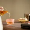 Taza de té de vidrio iridiscente hecha a mano, taza de té de vidrio rosa engrosado para uso en el hogar y la oficina, taza de té kung fu