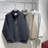 Moletom Masculino Outono Estilo Coreano Moda Versátil Gola Alta Meio Zíper para Adolescentes Estilo College Harajuku Solto