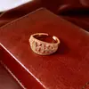 Anel Redondo Aberto Banhado a Ouro Real 18K Anel Simples Vintage para Dedo Indicador Joia Fashion de Alto Padrão para Mulheres