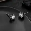 Pendientes de Racimo Completamente Diamantados de Nuevo Estilo Transfronterizos para Hombres, Modernos y Versátiles, Pendientes de Flor de Iris de Alta Gama en Forma de Cruz para Mujeres