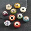 Contas Cerâmicas Vintage com Furo Grande, Contas Espaçadoras Planas com Esmalte Floral, Materiais para Colar Pulseira de Joias DIY Feitas à Mão, Contas Soltas
