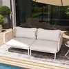 Cama Lounge Exterior de Ratán, Silla de Ratán para Terraza de Patio, Muebles de Protección Solar para Jardín y Villa, Juego de Muebles para Balcón Exterior