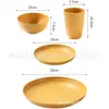 Conjunto de 16 Peças, Conjunto de 32 Peças Conjunto de Louças de Mesa de Plástico de Palha de Trigo para Cozinha, Tigelas, Pratos e Copos Inquebráveis, Adequado para Residências de Apartamento