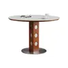 Mesa Redonda de Jantar para Apartamento Pequeno Mesa de Jantar de Madeira Maciça e Laje de Rocha Estilo Retro Francês Mesa de Jantar Redonda Berg Mesa de Jantar Estilo Vintage Modelo Novo