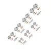Brincos de Aço Inoxidável Redondos para Bolo com Zircônia Stud Quatro Garras Zircônia 3A Brincos Planos Integrados Joias para Piercing de Osso