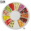 Arte de uñas transfronterizo arcilla blanda creativa fruta joyería de arte de uñas disco de 12 compartimentos plato giratorio pequeño de 6 cm 200 piezas