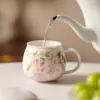 Taza de Té de Flor de Glicina Pura Pintada a Mano por Miyan Cerámica Separación de Agua y Té Taza de Té con Filtro de Revestimiento Taza de Oficina con Buena Apariencia
