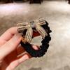 Anillo para el Cabello con Forma de Lazo Hueco de Aleación de Lujo Ligero con Pedrería Anillo de Lazo Grande Estilo Francés Elegante Bola de Cola de Panículo Tendón de Goma