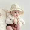 Chapéu de Pescador para Bebê Estilo Western Chapéu de Sol Floral Chapéu de Sol de Renda Fina para Menina Primavera e Outono Chapéu de Sol para Bebê