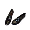 [Em Estoque] Mocassins Vintage com Fivela de Metal para Mulheres, Slip-On com Fivela de Cinto Sapatos Pequenos de Couro com Salto Médio Robusto