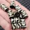 Dientes de tigre blancos y negros cuentas de jade sueltas doble diente de tigre ágata camino recto pulsera collar accesorios cuentas