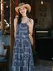 Vestido com Suspensório 2025 Verão Novo Estilo Étnico Yunnan Xinjiang Sanya Qinghai Viagem Vestido de Praia