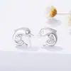 Pendientes de aguja de plata 925, temperamento no alérgico, pendientes de moda sencillos, pendientes de combinación creativa de una semana, venta al por mayor