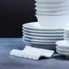 Juego de Vajilla de Porcelana Blanca de Alta Temperatura Cerámica Jingdezhen para Uso Doméstico, Platos y Tazones de Color Sólido Bajo Esmalte Simples y de Gama Alta con Alto Valor Estético
