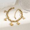 Pulsera de acero de titanio de doble capa con diseño de nicho femenino de estilo coreano con diseño de mariposa esmerilada multicapa, joyería personalizada de moda que no se decolora
