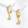 Nuevo Colgante en Forma de Corazón Pendiente para Oreja Anillo de Oreja Cobre Diamante Zirconia Pendientes Hebilla de Oreja Aretes Clásicos Pendientes Retro para Mujer Chapado en Oro de 18K