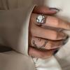 Anillo Versátil de Personalidad Dulce y Fresca Estilo Coreano Forma de C para Mujer, Anillo Abierto con Textura de Gota de Agua Moda Retro, Anillo para Dedo Índice Hip-Hop