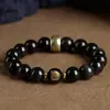 Pulsera de Obsidiana Natural para Hombre, Obsidiana Dorada, Año del Dragón, Pulsera del Año Zodiacal, Caballo, Regalo de Cumpleaños para Novio