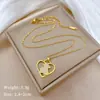 [Aço titânio] amor urso cheio de diamante luz de luxo elegante lindo colar de diamante cheio de mulheres all-match clavícula cadeia de aço de titânio