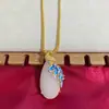 Colar Pingente de Jade Anti-Quartizita Pavão Gota d'Água Pingente Gota d'Água Esmalte Cloisonné Jade Branco Decoração Suspensa Jade Hetian Jade