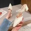 Colección nueva primavera/verano 2026 estilo coreano: sandalias de punta fina, tacón grueso, tacón alto, zapatos versátiles sin cordones para mujer