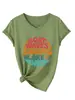 Barco Olas Rayos de Sol Amazon eBay Estación Independiente Moda Versátil Camiseta de Manga Corta con Cuello en V para Mujer