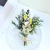 Mini Buquê de Flores Secas Transfronteiriço 12cm, Flores Reais, Rosas, Gipsofila, Presente, Lapela, Decoração de Carro, Decoração Feita à Mão