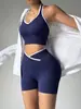 Conjunto de Roupas de Yoga de Secagem Rápida para Esportes ao Ar Livre Feminino Shorts de Ciclismo para Yoga Roupa Fitness Regata Fitness Roupa Esportiva