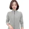 Moletom Feminino Espesso Tendência Outono/Inverno 2026, Cor Sólida, Gola Alta com Zíper, Versátil, Emagrecedor, Top Quente para Mulheres Baixas