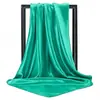 Lenço de seda 90 cetim, best-seller transfronteiriço, lenço quadrado liso de cor única de seda artificial, lenço profissional de comissário de bordo, lenço de seda longo