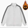 Sudadera cárdigan de bloques de color con tres rayas para hombre marca de moda holgada casual chaqueta abrigo cuello alto peso pesado ropa deportiva de pareja top