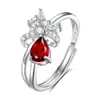 Anillo de Plata de Ley S925 con Piedra de Cristal Natural para Mujer, Ajustable, No se Desvanece, Anillo de Peridoto de Moda, Popular en Xiaohongshu