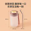 Vaso de agua para niños para la escuela, hecho de material PP, con tapa de cuentas que se puede personalizar, portátil para guardar en la mochila, esmerilado, antideslizante y fácil de agarrar