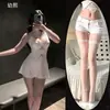 Lencería sexy con tiras, pijama de encaje hueco de seda para niñas, lencería divertida para parejas, camisón de mujer estilo abstinencia