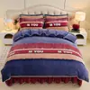 Juego de Ropa de Cama Cálida de Leche Polar para Invierno de Cuatro Piezas Doble Cara Polar Coral Engrosado Más Terciopelo Sábana Funda de Edredón Nuevo Estilo 2026