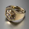 Anel de Diamante Hexagonal Mais Vendido da Amazon Cobre Inlaid com Zircônia Comércio Eletrônico Transfronteiriço Suprimento Anel Masculino Europeu e Americano Atacado