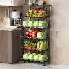 Estante de Almacenamiento para Cocina, Carrito Pequeño, Cesta de Verduras de Múltiples Niveles, Organizador de Frutas y Condimentos, Organizador de Snacks para Rellenar Espacios en Casa