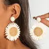 Pendientes de Ratán Tejidos a Mano de Estilo Festivo Europeos y Americanos Combinación de Colores de Verano de Moda Pendientes de Estilo Playa