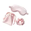 Set de Dos Piezas de Bolsa de Tela para Máscara de Ojos de Seda Simulada, Set de Satén de Seda para Dormir, Set de Tres Piezas de Máscara de Protección para Ojos Bloqueadora de Luz Transfronteriza