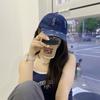 Gorra de moda vintage para mujer con cara visible, pequeña sombrilla, gorra vaquera azul, gorra de béisbol coreana lavada con cara grande para hombre.