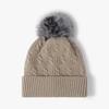 Gorro de Invierno Tejido para Mujer con Pompón de Piel Sintética, Gorro de Punto Cálido, Gorro sin Visera, Gorro de Esquí Unisex